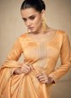 Wedding Wear Light Orange Silk Dress Material