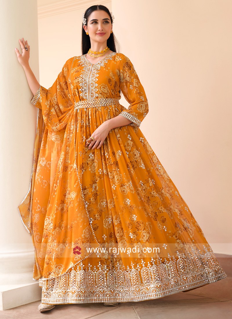 Georgette Semi-Stitched Designer Gown Style Anarkali Suit at Rs