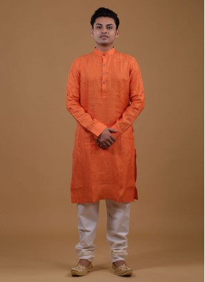 Orange Kurta Pajama Suit For Men