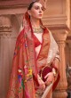 Orange & Tan Woven Party Wear Silk Saree