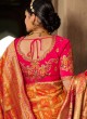 Orange Silk Resham Designer Traditional Saree