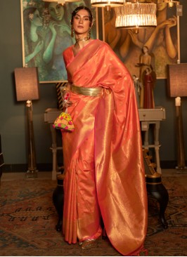 Orange Traditional Silk Saree