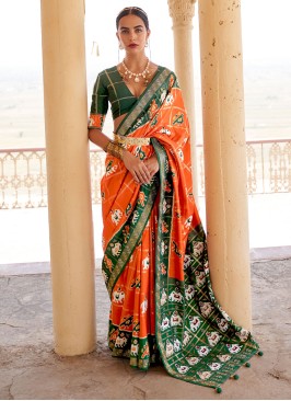 Orange Weaving Classic Saree