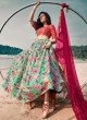 Organza Blue Printed Lehenga Choli