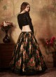 Organza Floral Print Trendy Lehenga Choli in Black