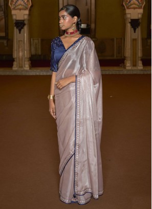 Pink Designer Organza Saree