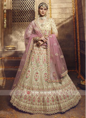 Organza Lehenga Choli In Cream Color