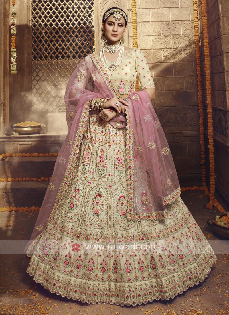 Off-White Color Wedding Lehenga Choli | Indian bridal outfits, Indian wedding  dress, White indian wedding dress