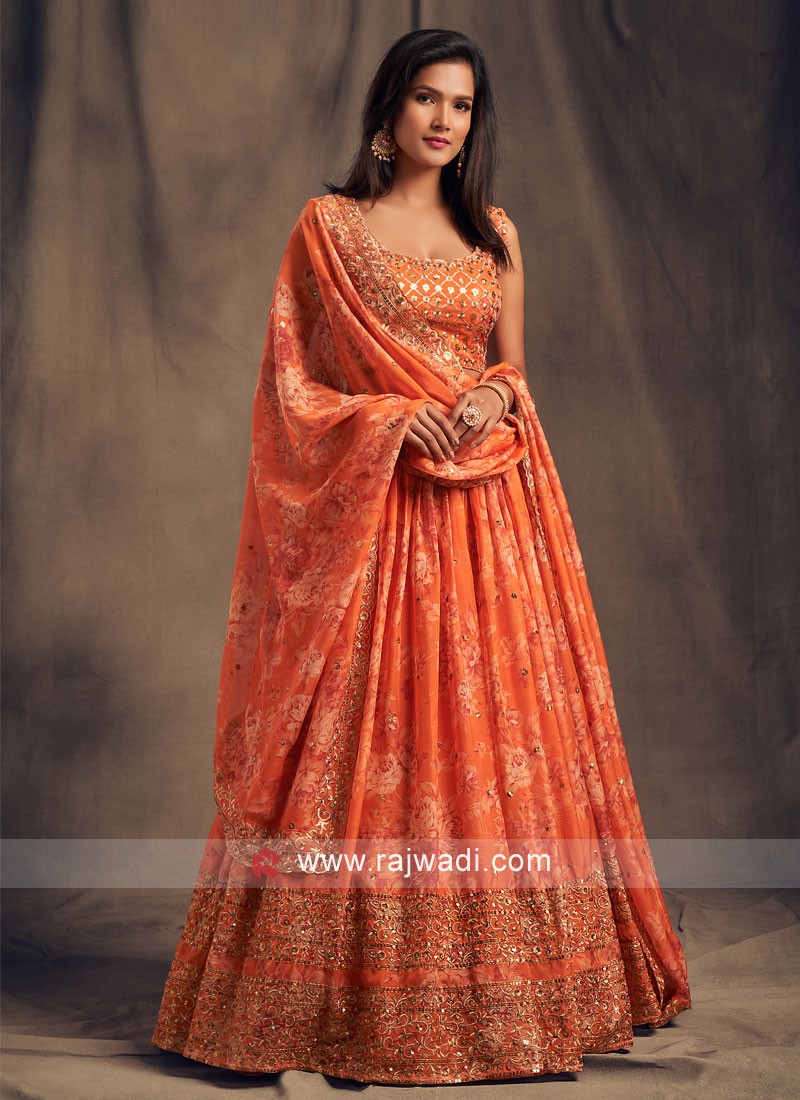 Orange Tie-Dyed Lehenga Set Design by Akanksha Gajria at Pernia's Pop Up  Shop 2024