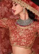 Organza Lehenga Choli in Red