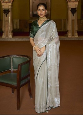 Off White Organza Contemporary Saree