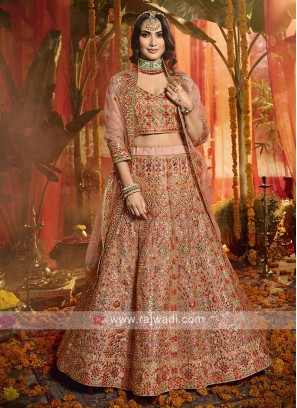 Organza Peach Lehenga Choli