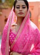 Organza Pink Embroidered Saree