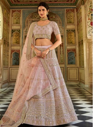 Organza Pink Lehenga Choli