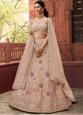 Organza Light Peach Lehenga Choli