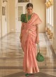 Plain Organza Designer Saree in Pink