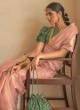 Plain Organza Designer Saree in Pink