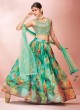 Organza Readymade Lehenga Choli in Green