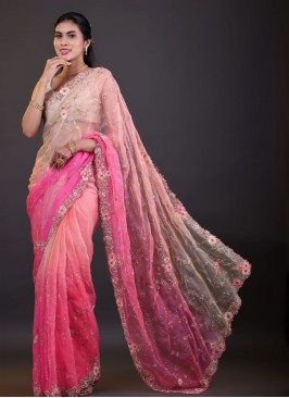 Organza Saree In Shaded Color