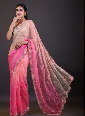 Organza Saree In Shaded Color