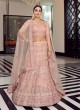 Peach Organza Embroidered Lehenga Choli