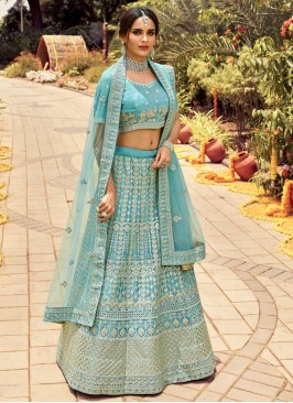 Organza Turquoise Lehenga Choli