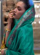 Turquoise Handloom Weaving Organza Saree