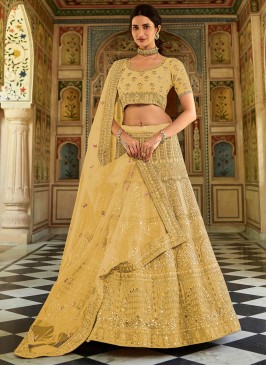 Organza Yellow Lehenga Choli