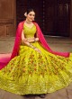 Georgette Greenish Yellow Sequins Lehenga Choli