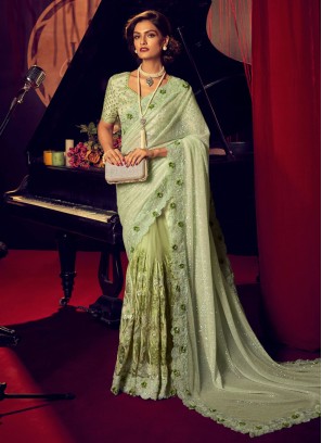 Extraordinary Pista Green Trendy Saree