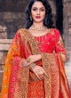 Gorgeous Two-tone Red and Orange Banarasi Lehenga Choli