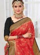 Trendy Red And Black Color Banarasi Silk Saree