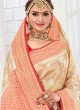 Sophisticated Golden Cream And Red Color Banarasi Silk Saree