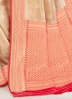 Sophisticated Golden Cream And Red Color Banarasi Silk Saree