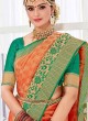 Attractive Orange And Green Color Banarasi Silk Saree