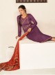 Palazzo Designer Salwar Suit Embroidered Silk in Purple