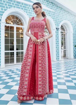 Palazzo Style Red Color Designer Salwar Kameez