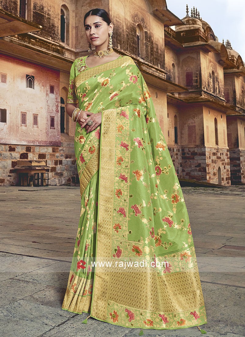 Banarasi Soft Cotton Saree Silver Zari Weaving-Green – Banarasikargha