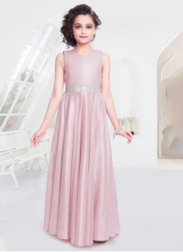 Party Wear Baby Pink Glitter Gown
