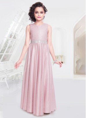 Party Wear Baby Pink Glitter Gown