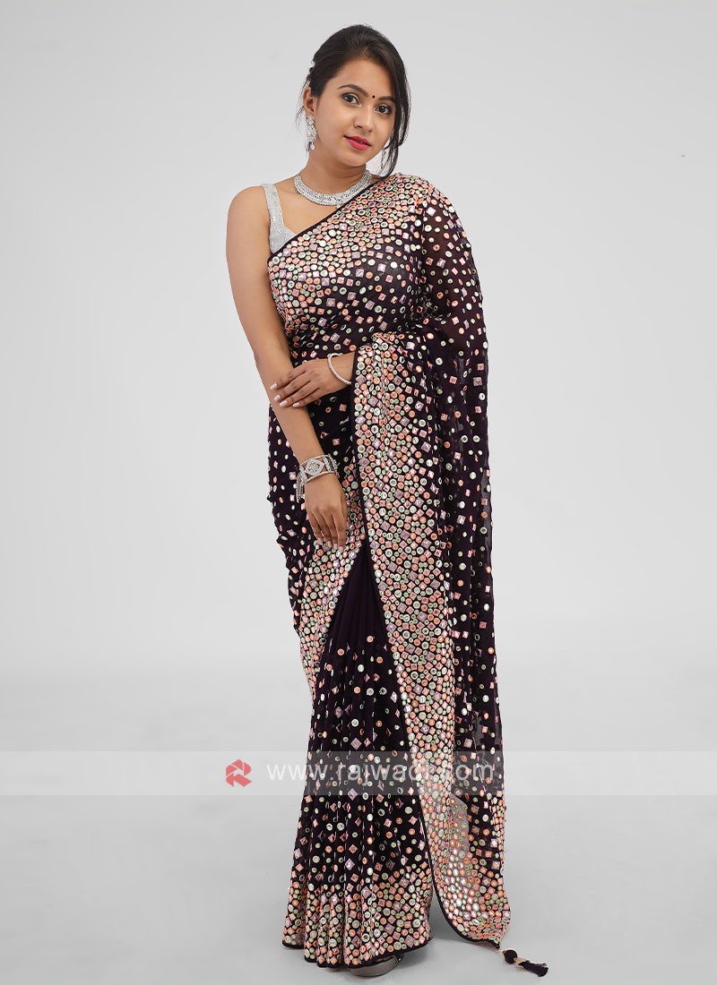 Heavy Designer Organza Silk Saree With Real Mirror Embroidery Work And  Banglori Silk Blouse - Urban Libaas