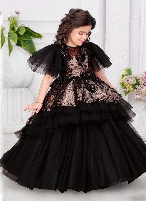Party Wear Designer Black Sequins Work Gown