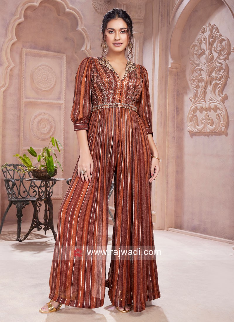 Buy Pink Foil Print Chinon Jumpsuit Party Wear Online at Best Price |  Cbazaar-totobed.com.vn