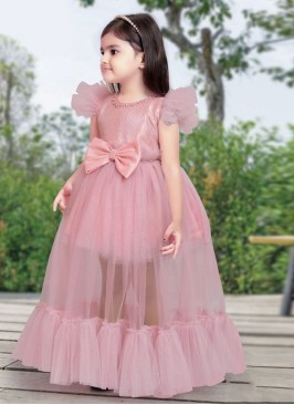 Baby Pink Satin Silk Designer Gown