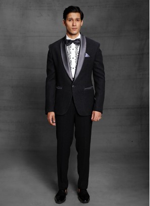 Party Wear Suit In Black Color