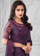 Patch Border Faux Georgette Classic Saree in Purple