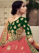 Patch Border Satin Lehenga Choli in Green