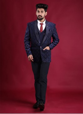 Patch Work Blue Imported Suit