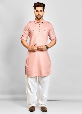 Pathani Suit For Men In Peach Color