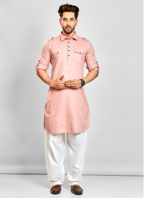 Pathani Suit For Men In Peach Color